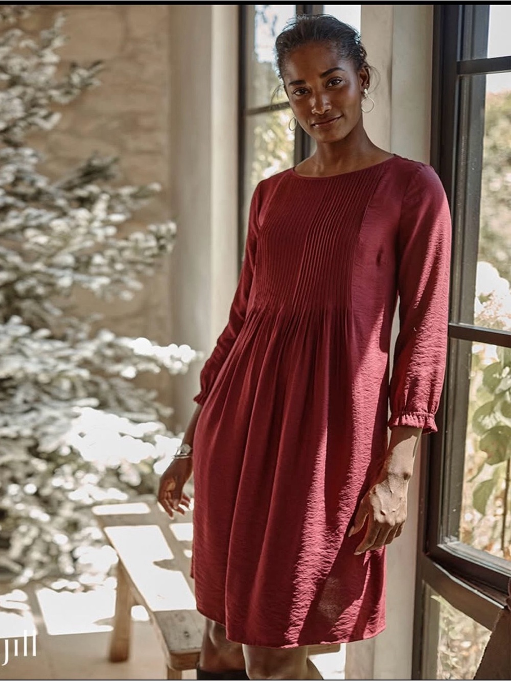 J. Jill 3/4 sleeve Pintuck Dress